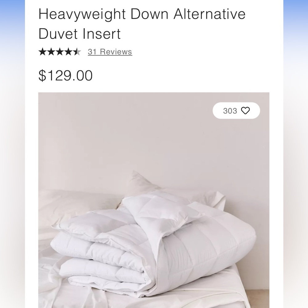 Urban Outfitters Heavyweight Down Alternative Duvet Insert